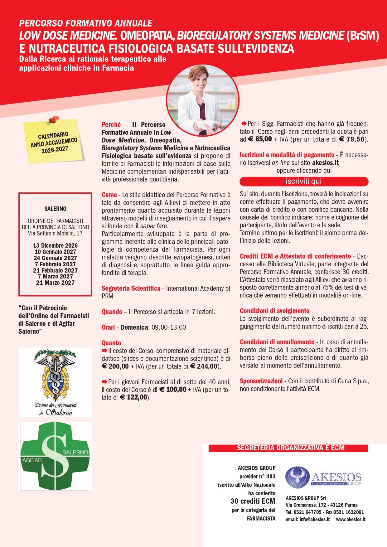 PFA IN LOW DOSE MEDICINE: OMEOPATIA, BIOREGULATORY SYSTEMS MEDICINE E NUTRACEUTICA FISIOLOGICA BASATE SULL’EVIDENZA – SALERNO