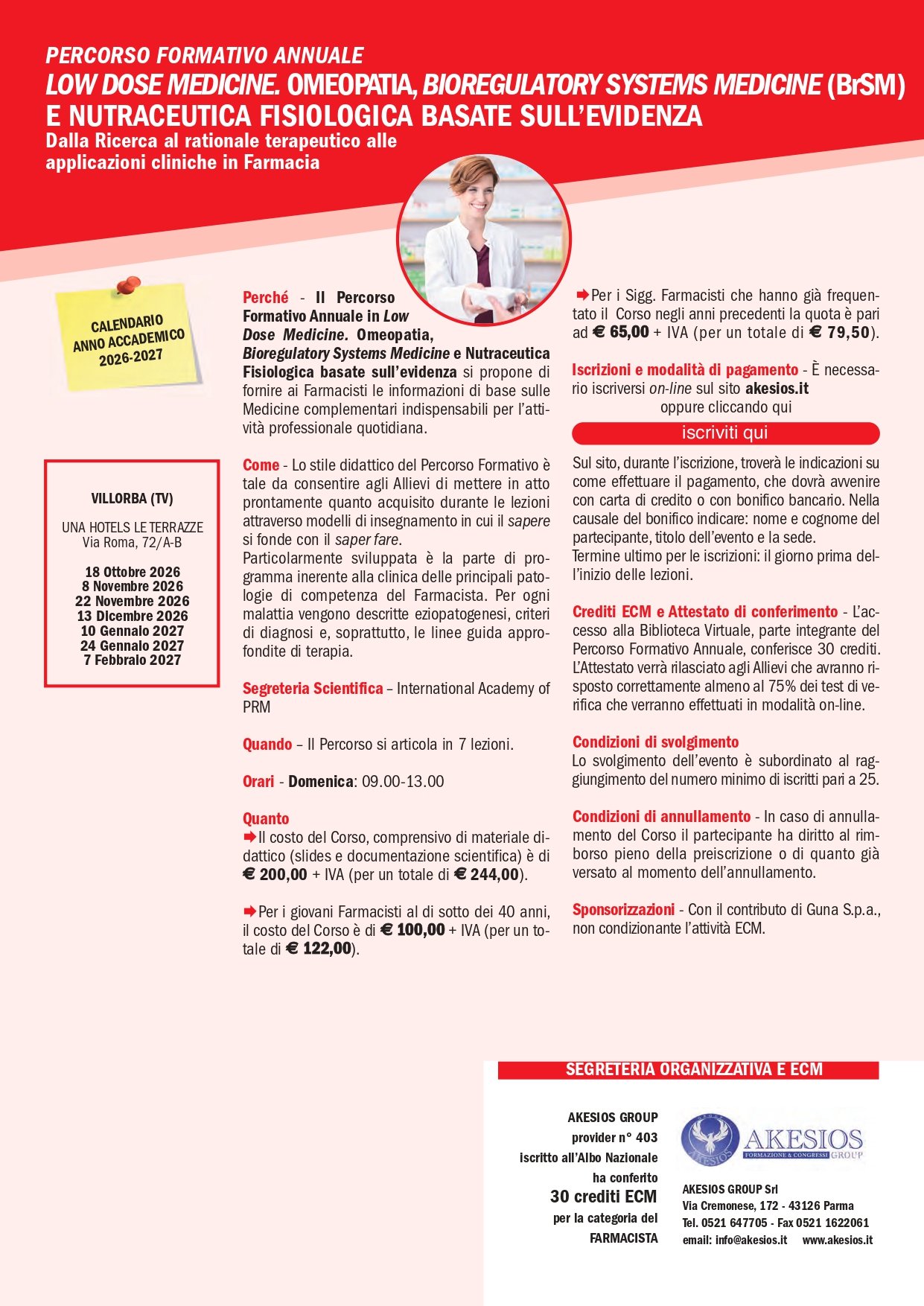 PFA IN LOW DOSE MEDICINE: OMEOPATIA, BIOREGULATORY SYSTEMS MEDICINE E NUTRACEUTICA FISIOLOGICA BASATE SULL’EVIDENZA – VILLORBA (TV)